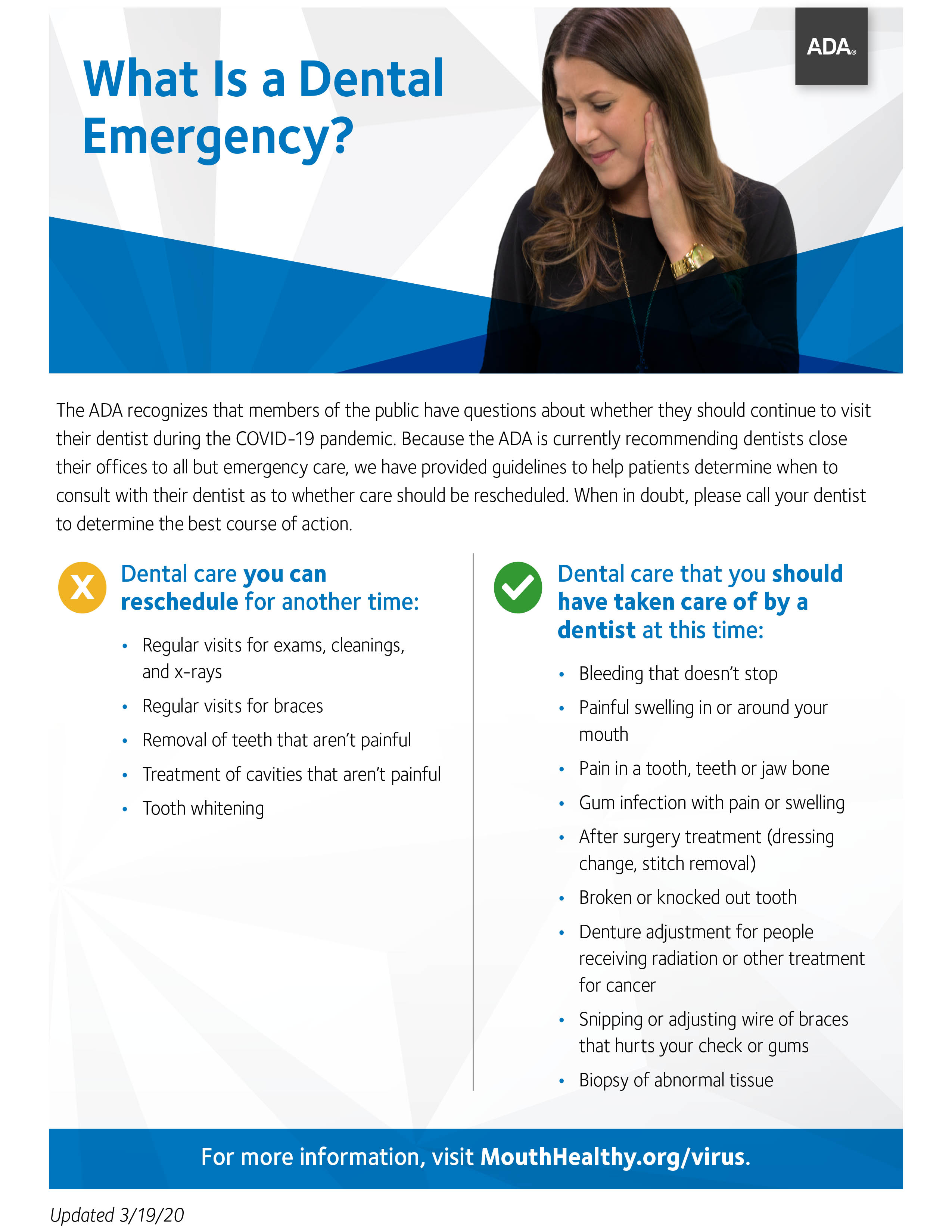 For our patients: what is a dental emergency?